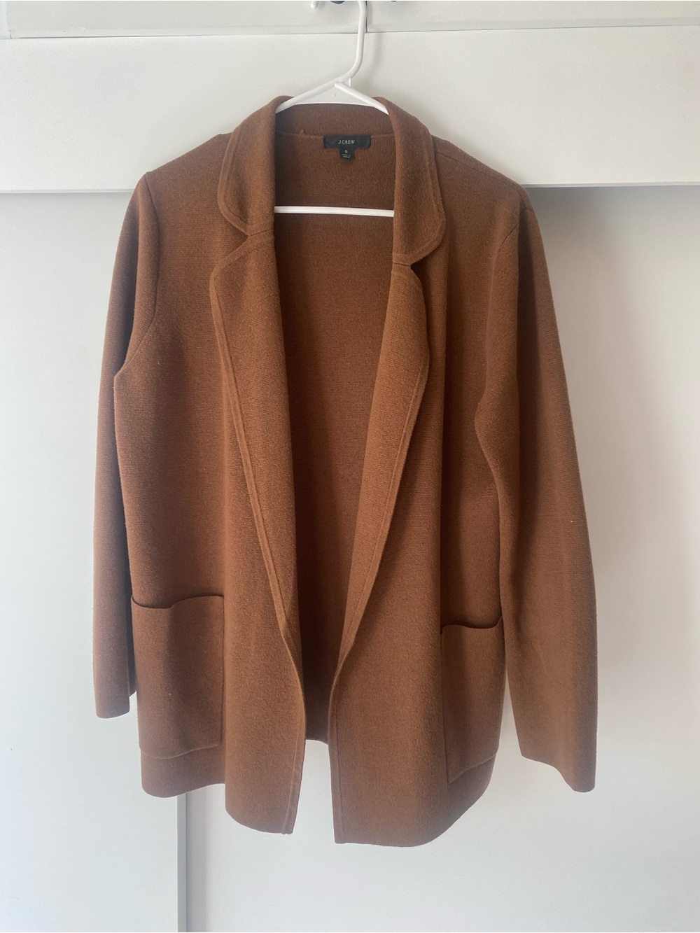 J. Crew Chestnut Brown Open-Front Knit Blazer Jacket